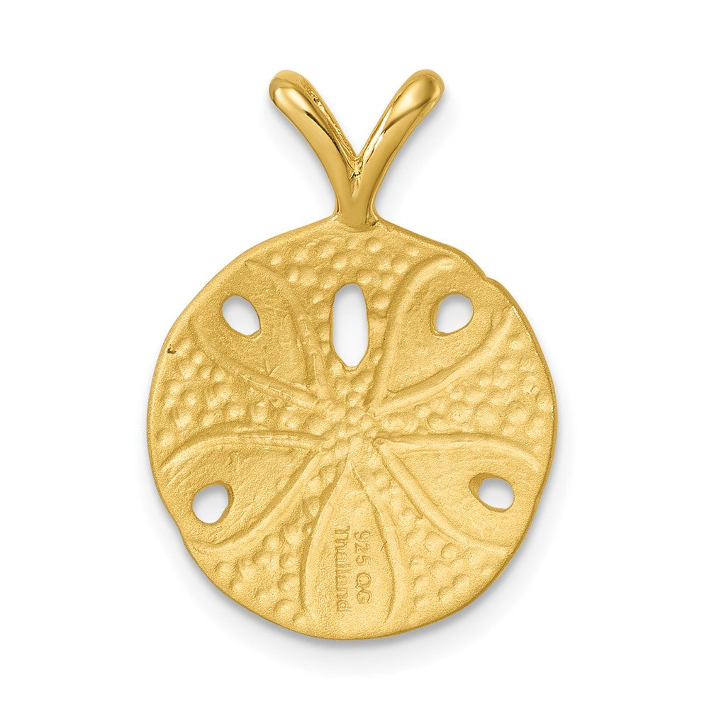 Sterling Silver Rhodium-Plated Polished and Brushed Sand Dollar Pendant