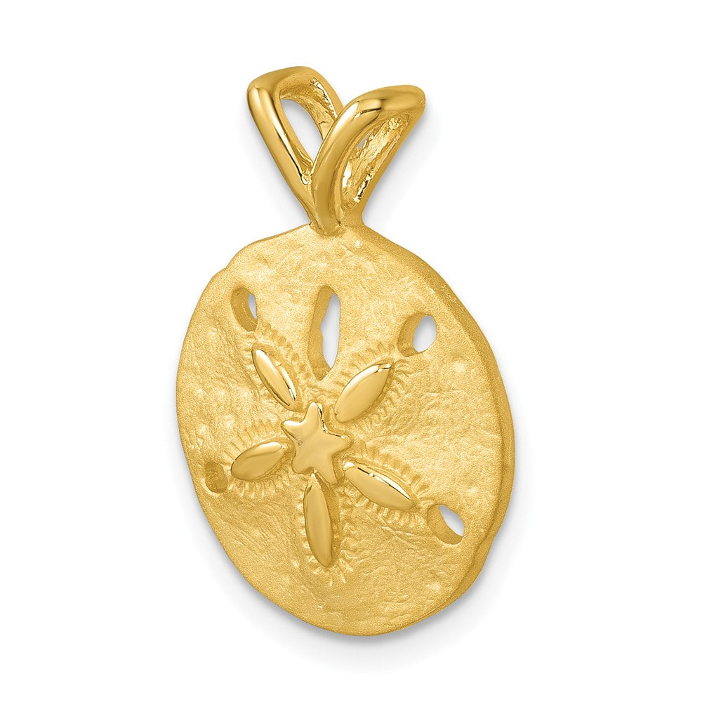 Sterling Silver Rhodium-Plated Polished and Brushed Sand Dollar Pendant
