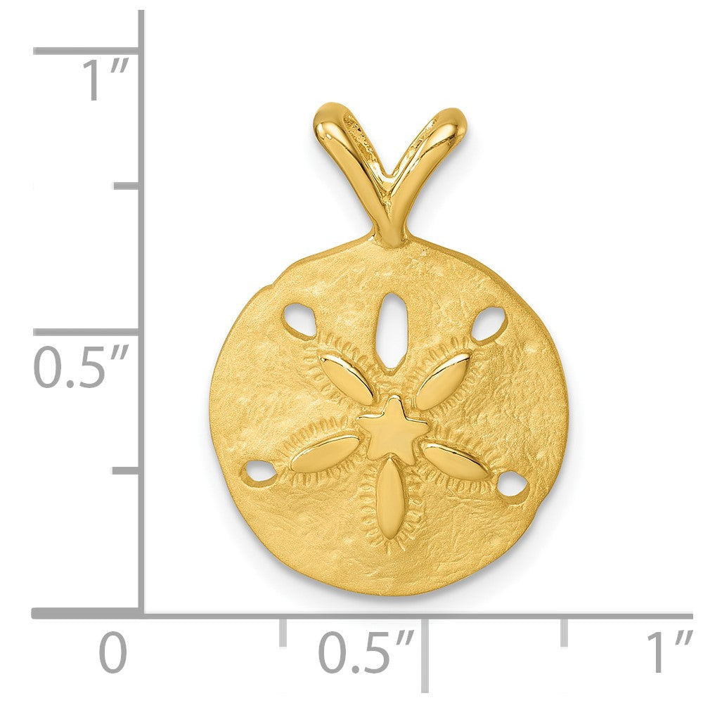 Sterling Silver Rhodium-Plated Polished and Brushed Sand Dollar Pendant
