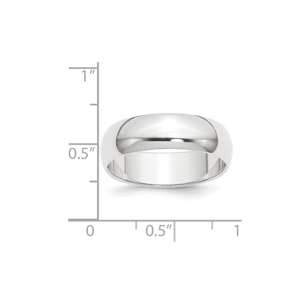 Platinum 8mm Half Round Featherweight Wedding Band Size 6.5