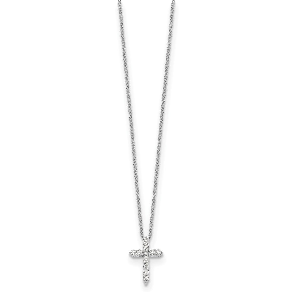 True Origin 14K White Gold 1/4 carat Lab Grown Diamond VS+ F+ Complete 18 in Cross Necklace