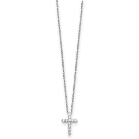 14k White Gold 1/4 carat Lab Grown Diamond VS/SI+ G+ Complete Cross Pendant