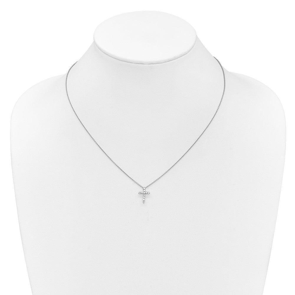 True Origin 14K White Gold 1/4 carat Lab Grown Diamond VS+ F+ Complete 18 in Cross Necklace