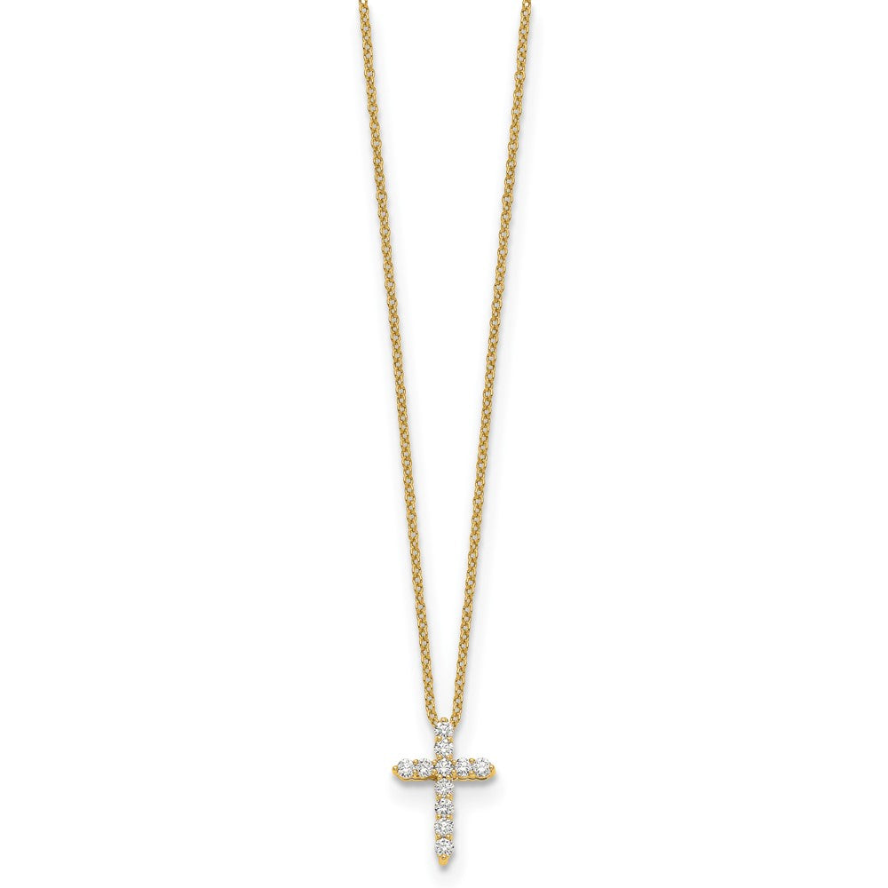 True Origin 14K Yellow Gold 1/4 carat Lab Grown Diamond VS+ F+ Complete 18 in Cross Necklace