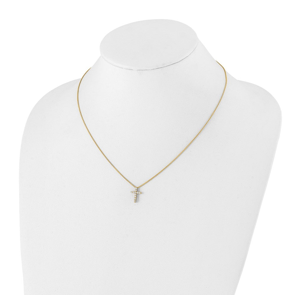True Origin 14K Yellow Gold 1/4 carat Lab Grown Diamond VS+ F+ Complete 18 in Cross Necklace