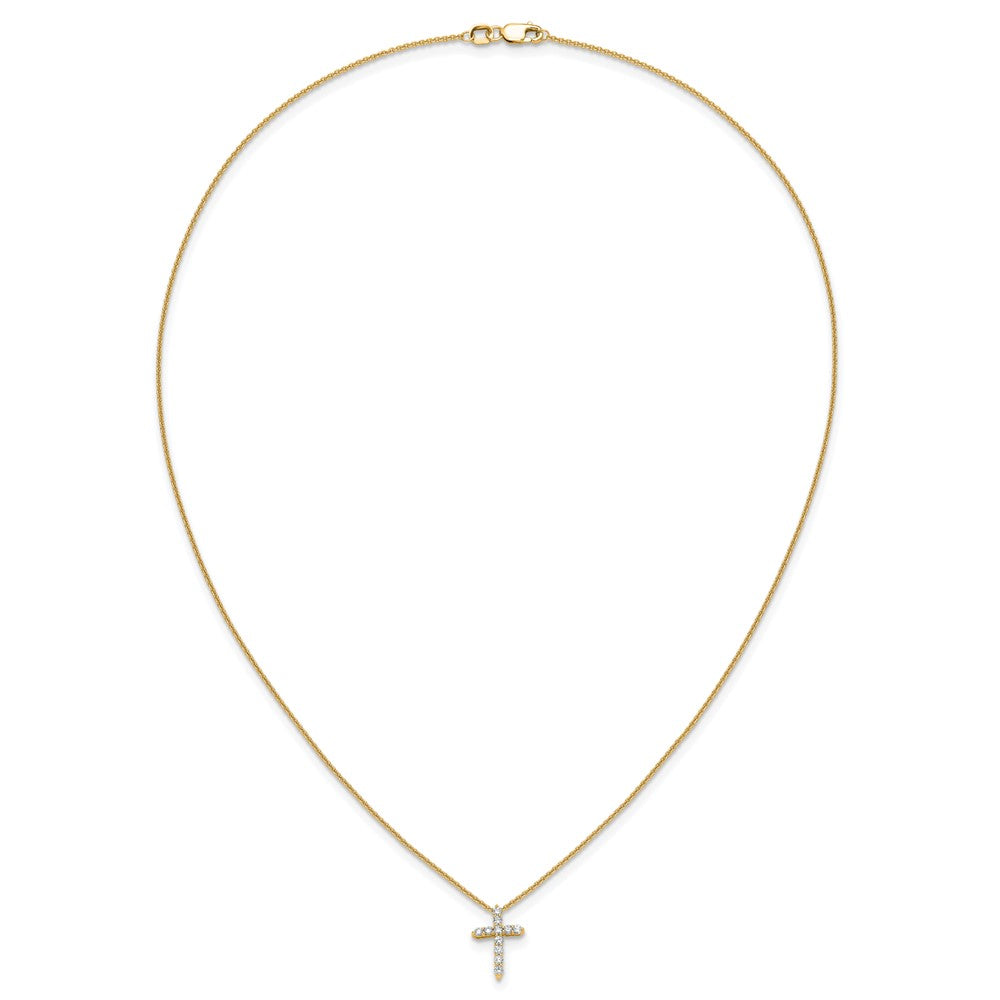 True Origin 14K Yellow Gold 1/4 carat Lab Grown Diamond VS+ F+ Complete 18 in Cross Necklace