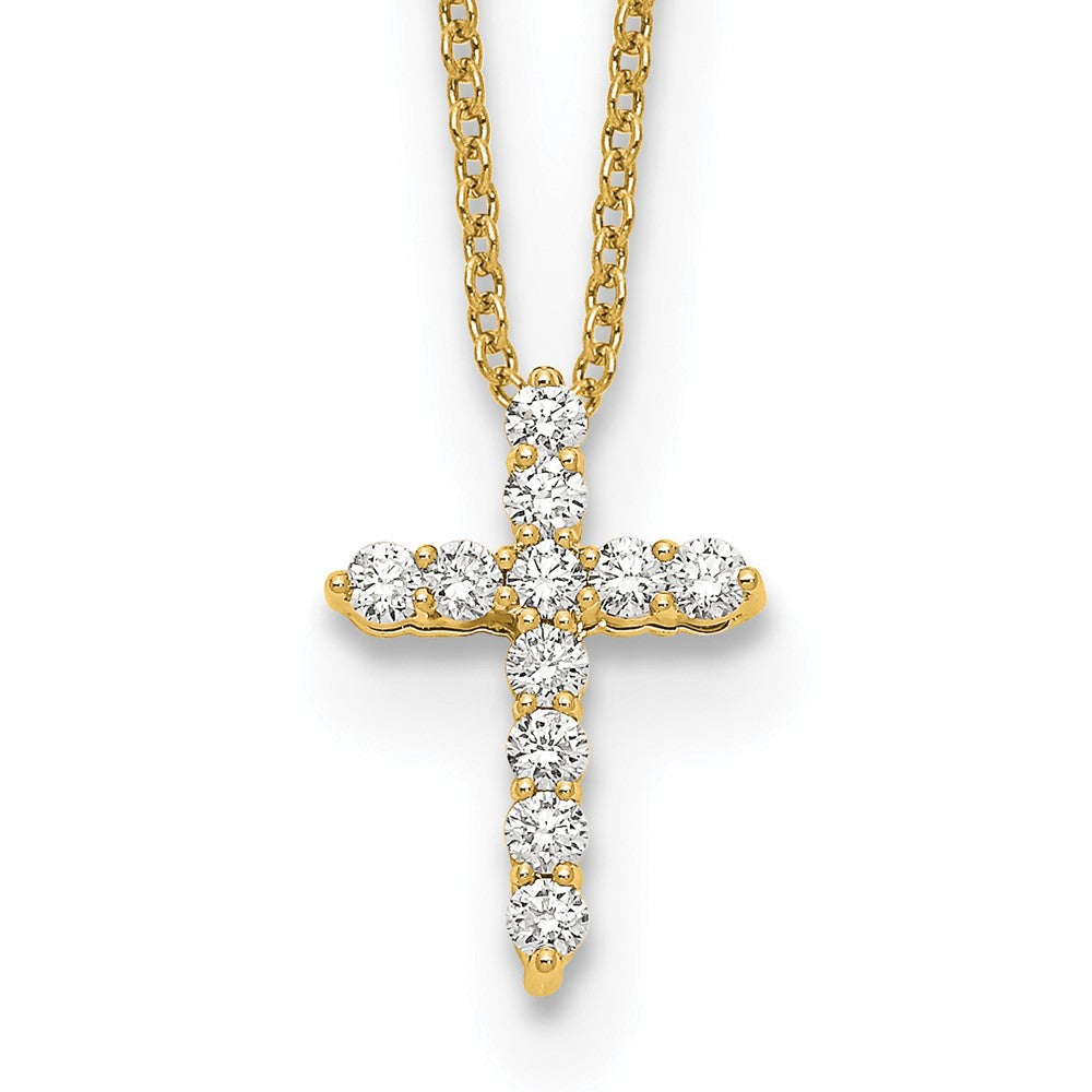 True Origin 14K Yellow Gold 1/4 carat Lab Grown Diamond VS+ F+ Complete 18 in Cross Necklace