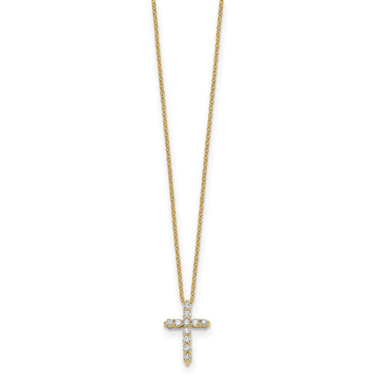 True Origin 14K Yellow Gold 1/3 carat Lab Grown Diamond VS+ F+ Complete 18 in Cross Necklace