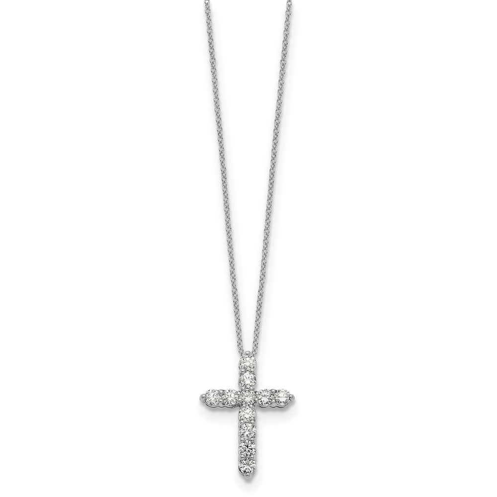 True Origin 14K White Gold 1 carat Lab Grown Diamond VS+ F+ Complete 18 in Cross Necklace