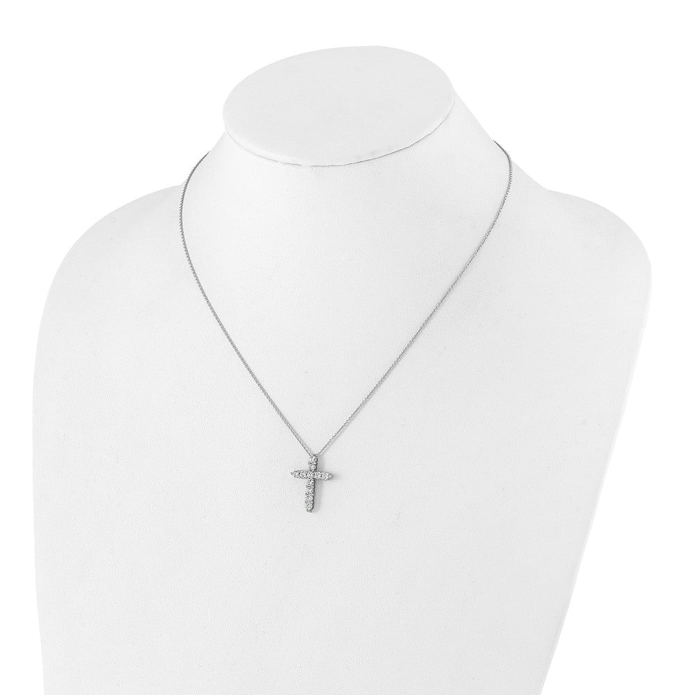 True Origin 14K White Gold 1 carat Lab Grown Diamond VS+ F+ Complete 18 in Cross Necklace