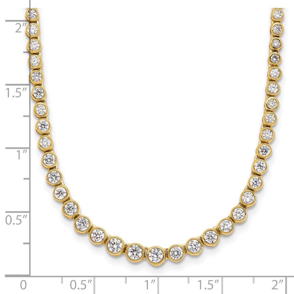14k 3 carat Lab Grown Diamond VS/SI+ G+ 16 inch with a 2 inch extension Graduated Bezel Set Tennis Necklace