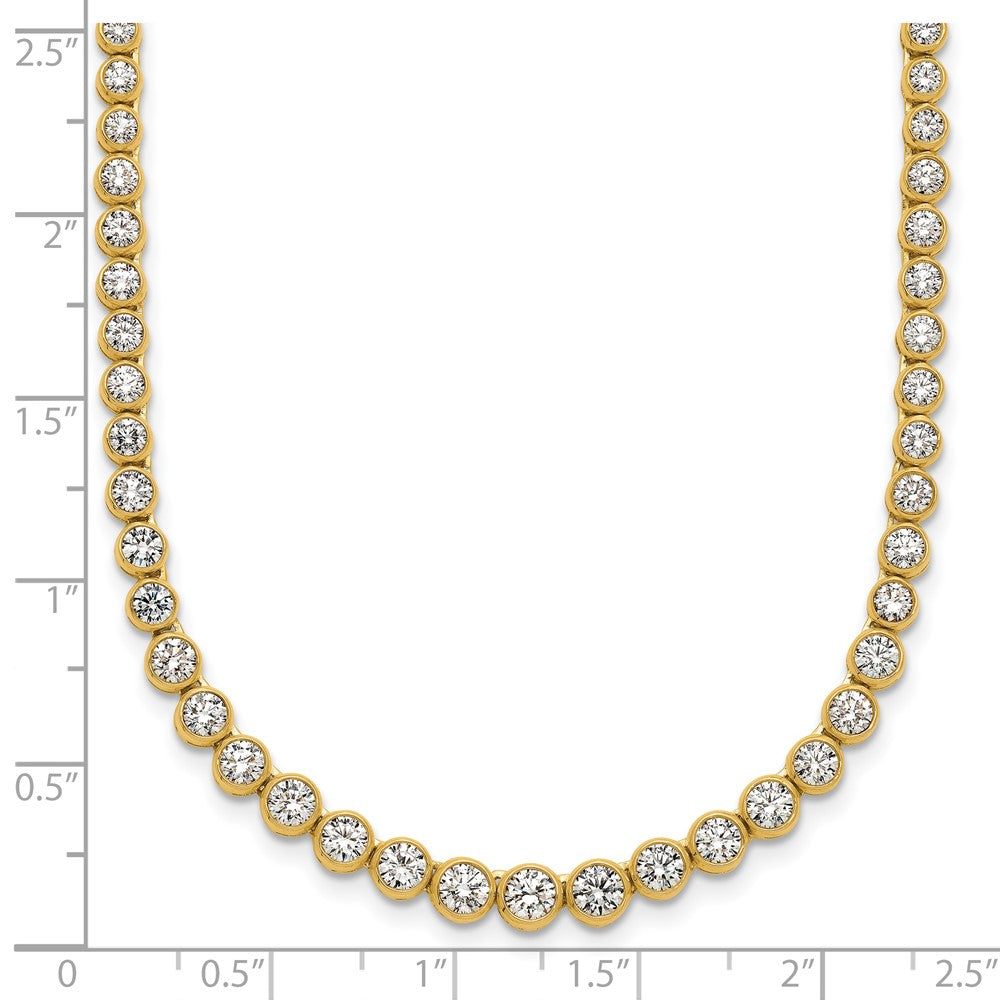14k 5 carat Lab Grown Diamond VS/SI+ G+ 16 inch with a 2 inch extension Graduated Bezel Set Tennis Necklace