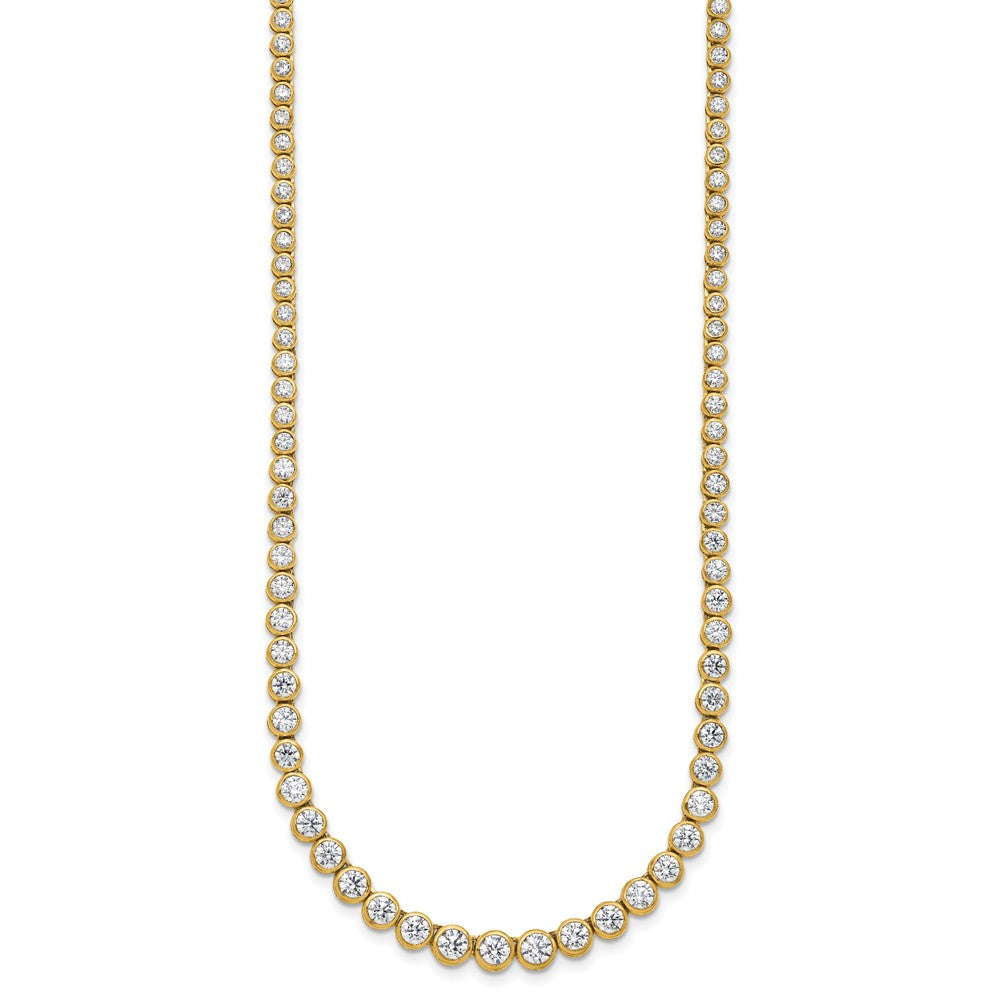 14k 7 carat Lab Grown Diamond VS/SI+ G+ 16 inch with a 2 inch extension Graduated Bezel Set Tennis Necklace