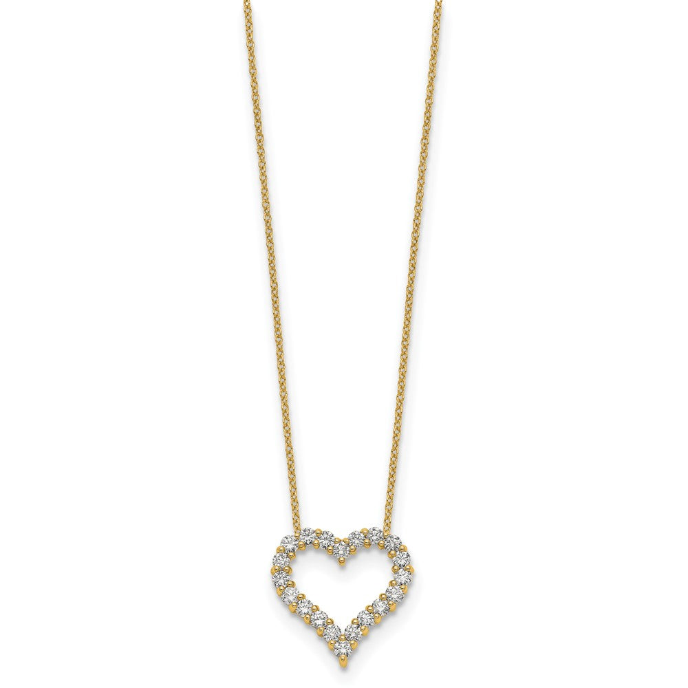 True Origin 14K Yellow Gold 1 carat Lab Grown Diamond VS+ F+ Complete 18 in Hearts Pendant Necklace