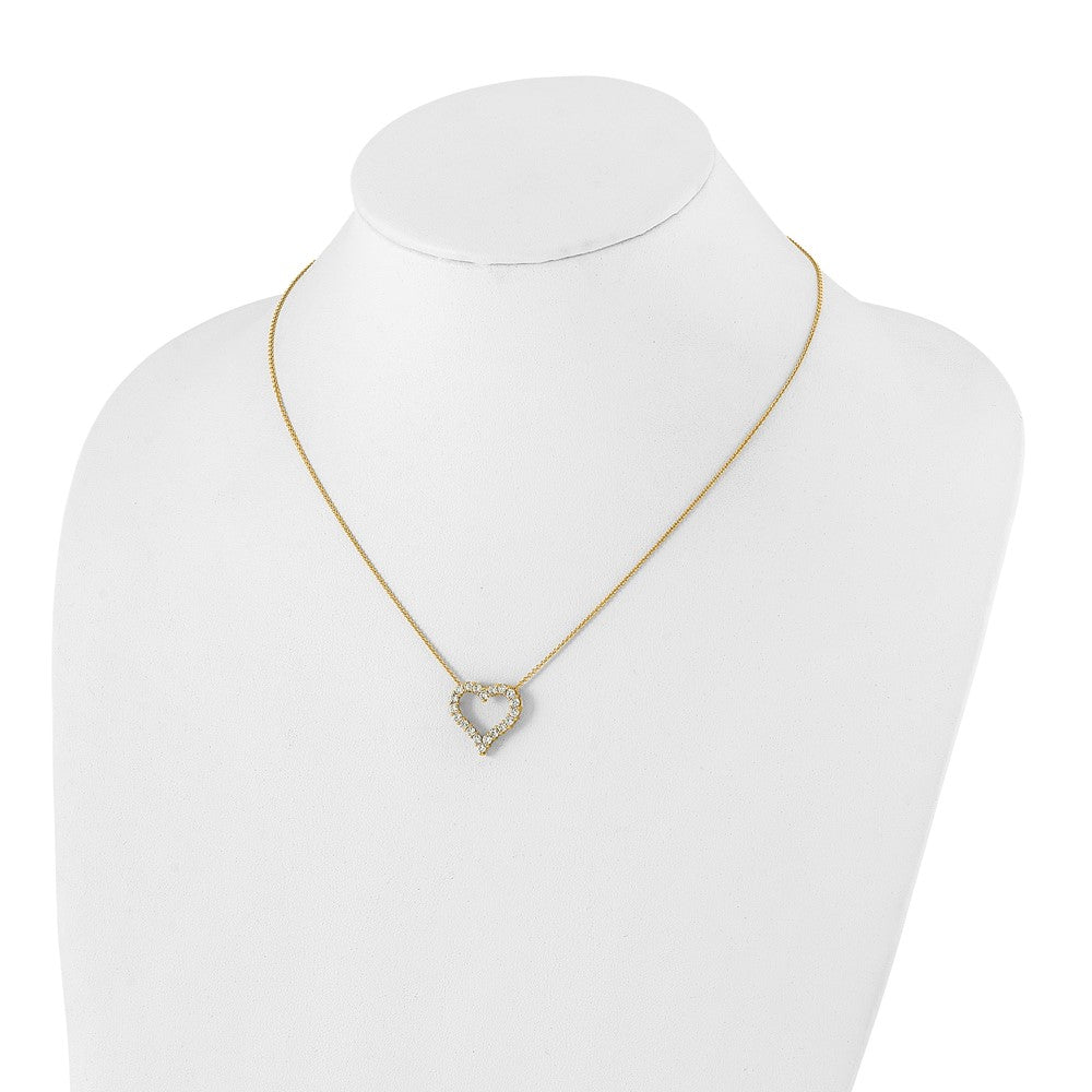 True Origin 14K Yellow Gold 1 carat Lab Grown Diamond VS+ F+ Complete 18 in Hearts Pendant Necklace