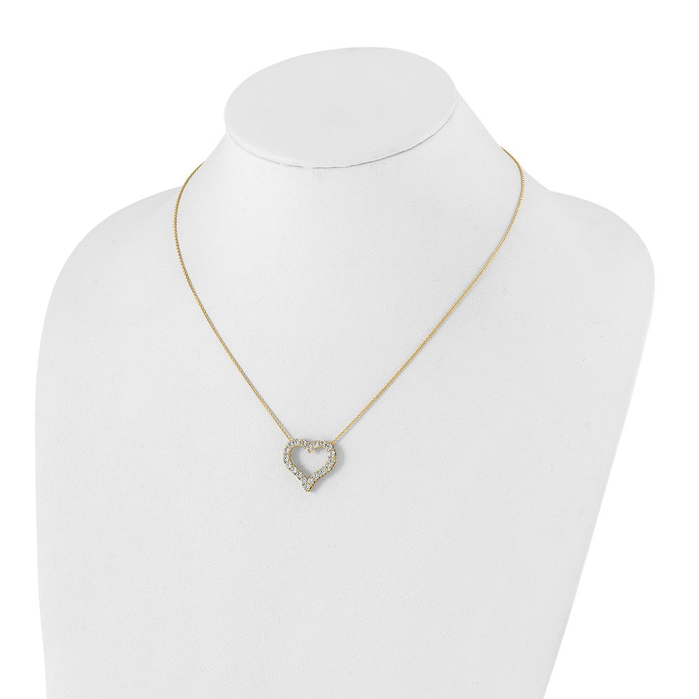 True Origin 14K Yellow Gold 1 1/2 carat Lab Grown Diamond VS+ F+ Complete 18in Open Heart Necklace