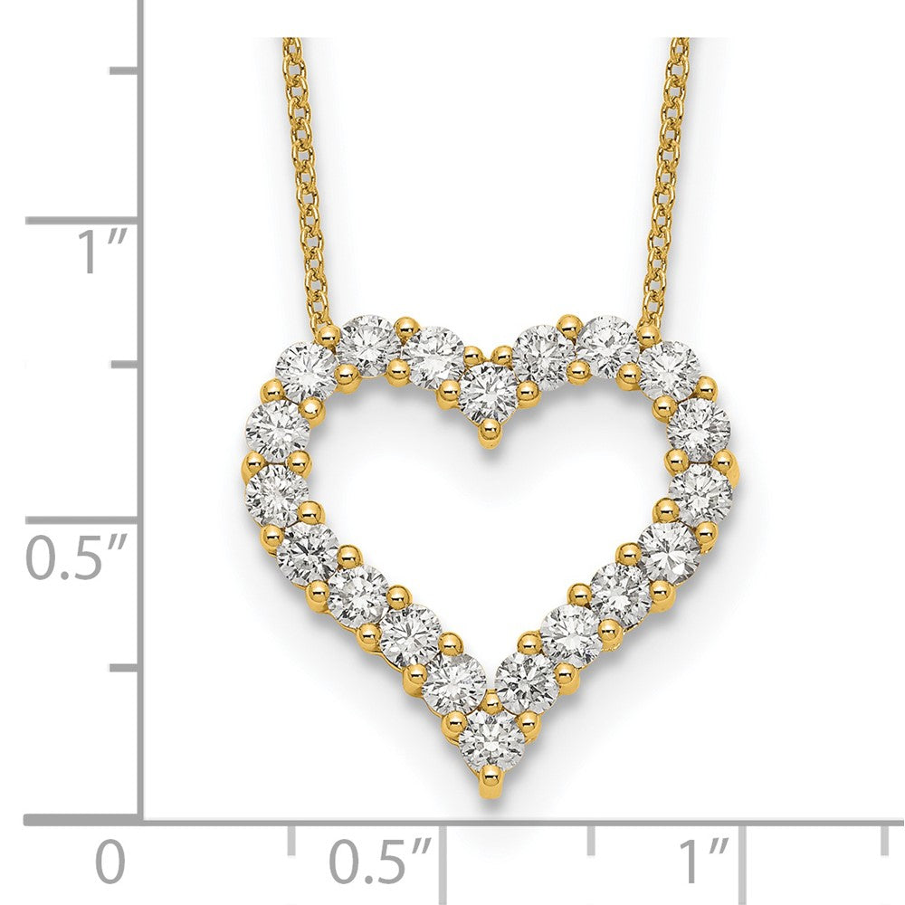 True Origin 14K Yellow Gold 1 1/2 carat Lab Grown Diamond VS+ F+ Complete 18in Open Heart Necklace