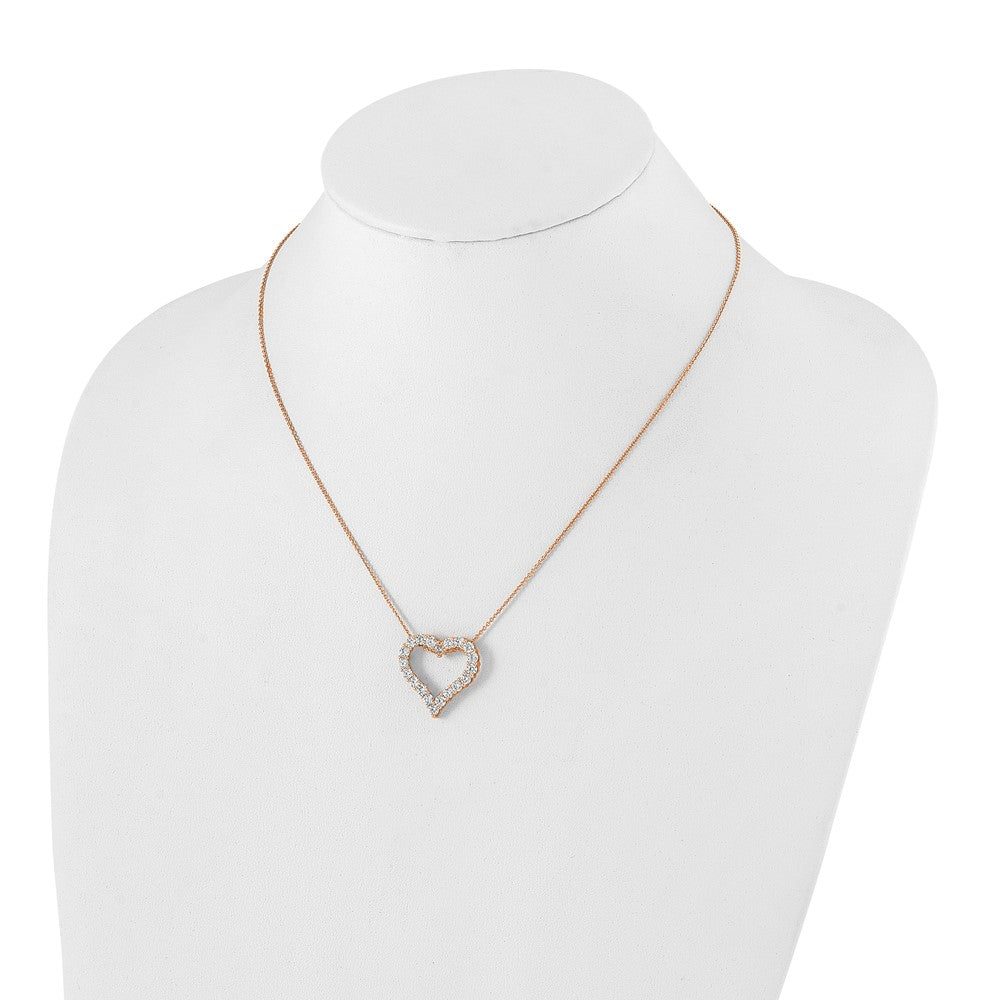 True Origin 14K Rose Gold 2 carat Lab Grown Diamond VS+ F+ Complete 18in Open Heart Necklace