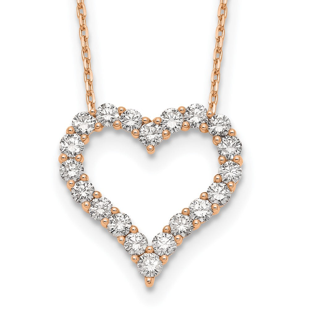 True Origin 14K Rose Gold 2 carat Lab Grown Diamond VS+ F+ Complete 18in Open Heart Necklace