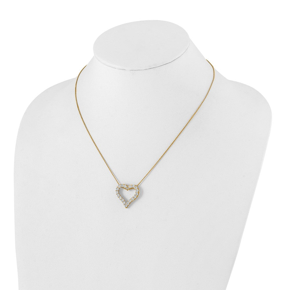 True Origin 14K Yellow Gold 2 carat Lab Grown Diamond VS+ F+ Complete 18in Open Heart Necklace