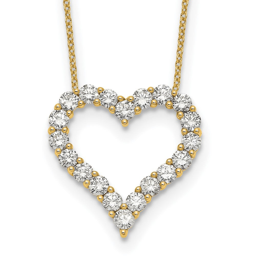 True Origin 14K Yellow Gold 2 carat Lab Grown Diamond VS+ F+ Complete 18in Open Heart Necklace