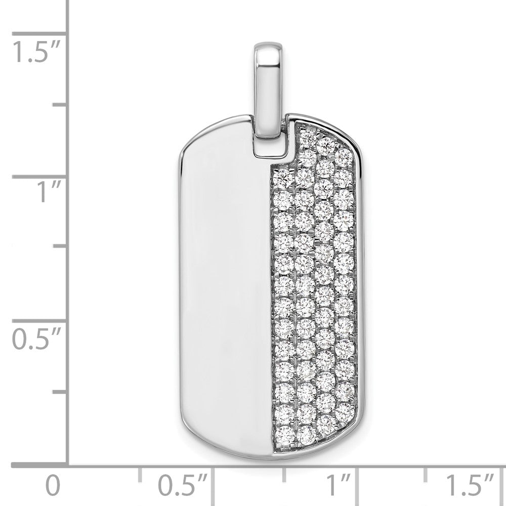 True Origin 14K White Gold Men's 1 carat Lab Grown Diamond VS+ F+ Complete Dog Tag Pendant