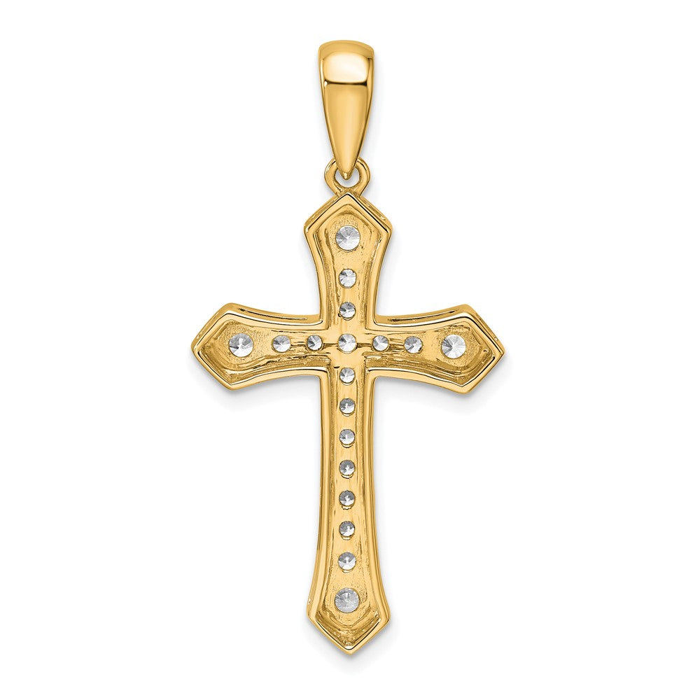 True Origin 14K Yellow Gold 3/4 carat Lab Grown Diamond VS+ F+ Complete Cross Pendant