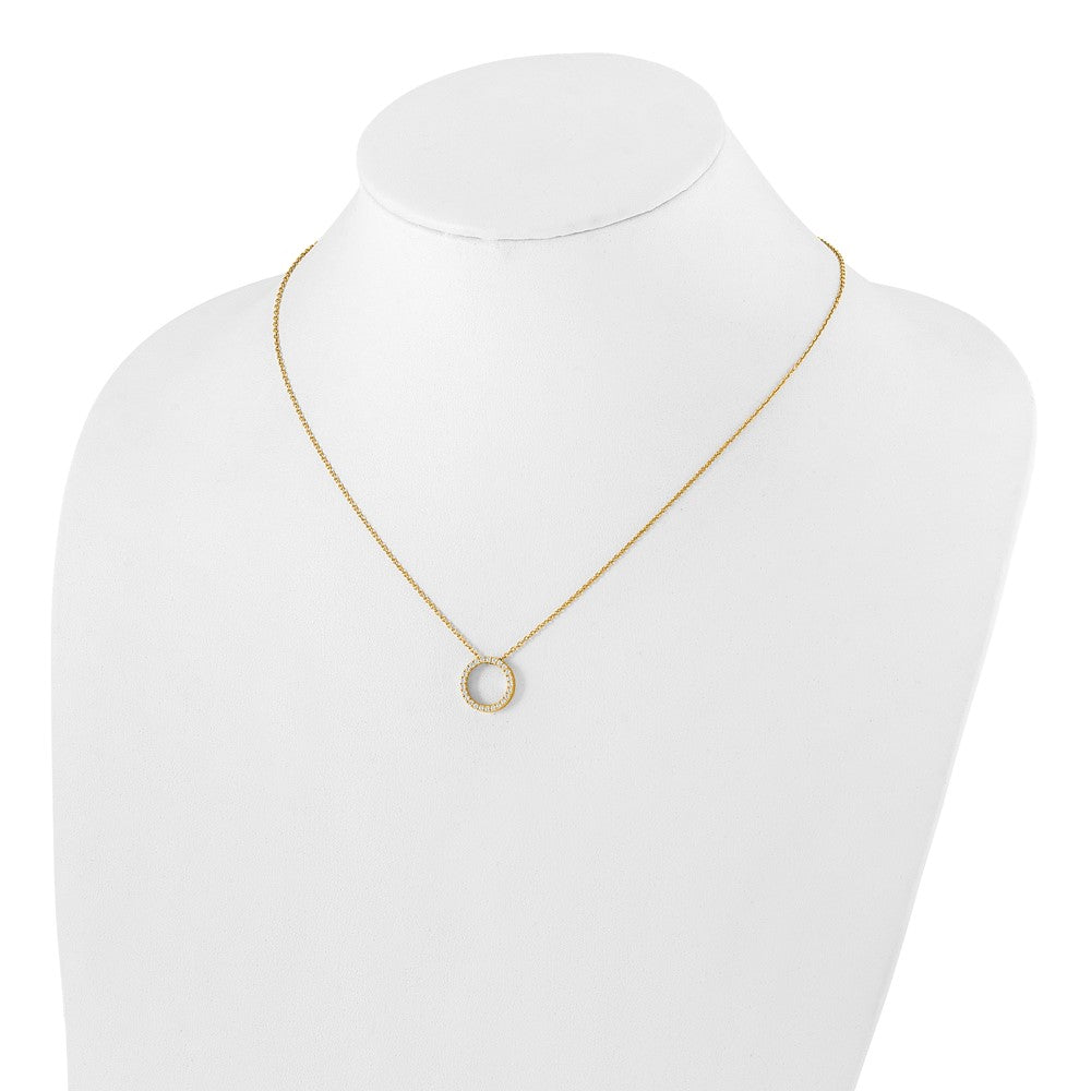 True Origin 14K Yellow Gold 1/4 carat Lab Grown Diamond VS+ F+ Complete 18 in Eternity Pendant Necklace
