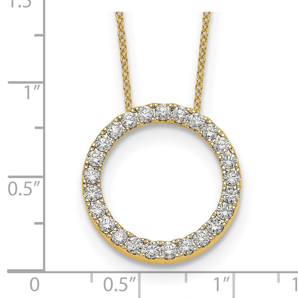 True Origin 14K Yellow Gold 1 carat Lab Grown Diamond VS+ F+ Complete 18 in Eternity Pendant Necklace