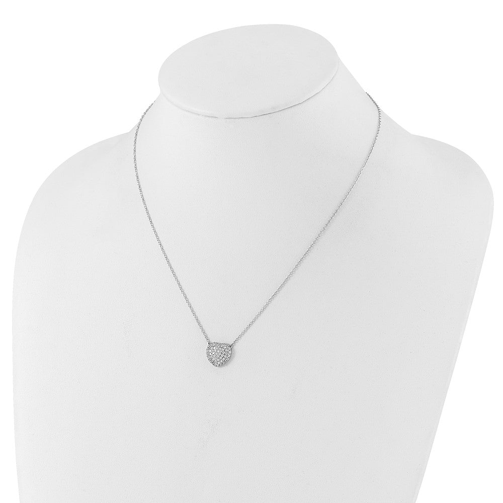 True Origin 14K White Gold 3/4 carat Lab Grown Diamond VS+ F+ Complete 18 in Heart Necklace
