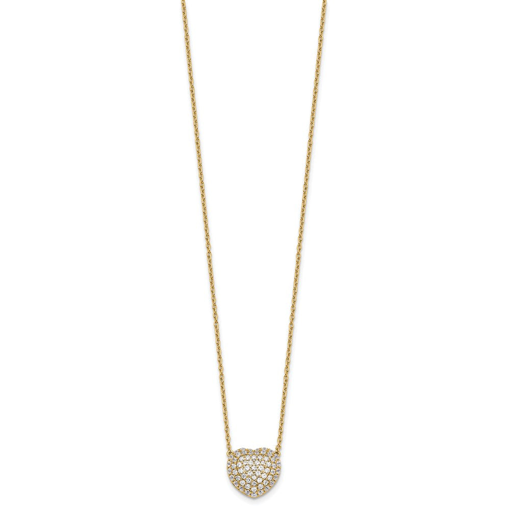 True Origin 14K Yellow Gold 3/4 carat Lab Grown Diamond VS+ F+ Complete 18 in Heart Necklace