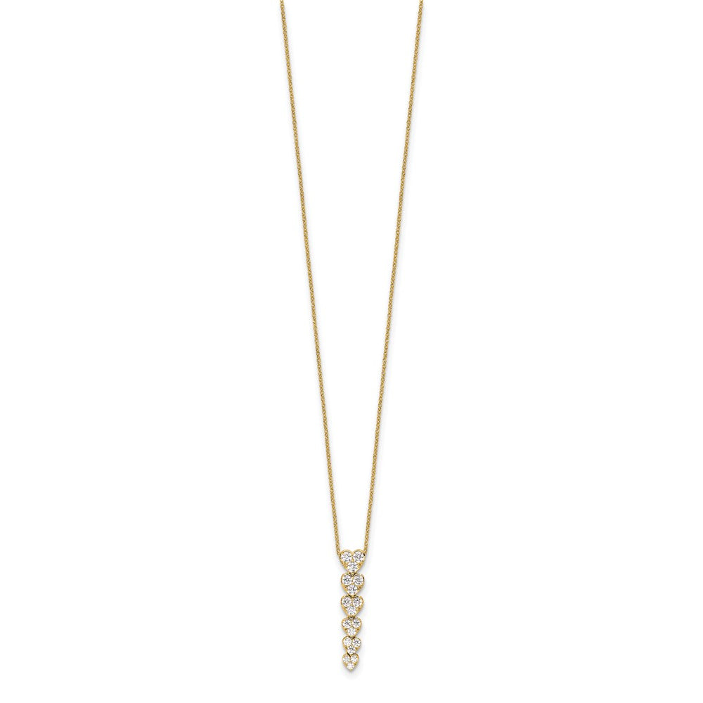 True Origin 14K Yellow Gold 1 carat Lab Grown Diamond VS+ F+ Complete 18 in Hearts Pendant Necklace