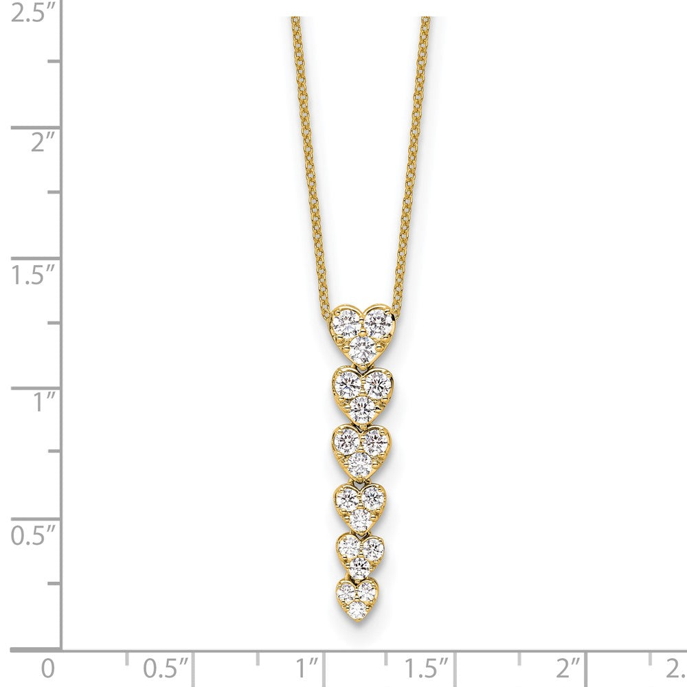 True Origin 14K Yellow Gold 1 carat Lab Grown Diamond VS+ F+ Complete 18 in Hearts Pendant Necklace