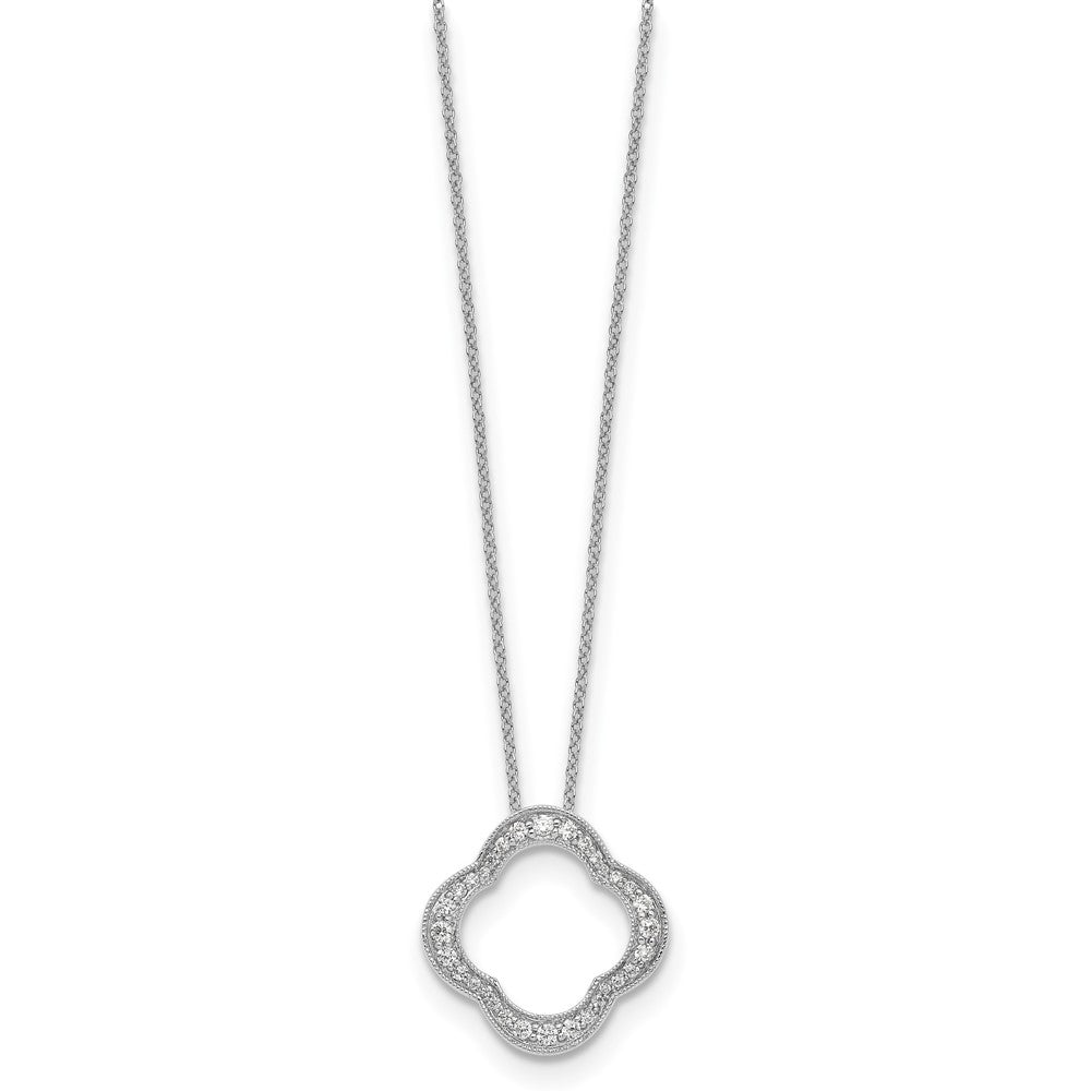 True Origin 14K White Gold 3/8 carat Lab Grown Diamond VS+ F+ 18 in Complete Quatrefoil Floral Necklace