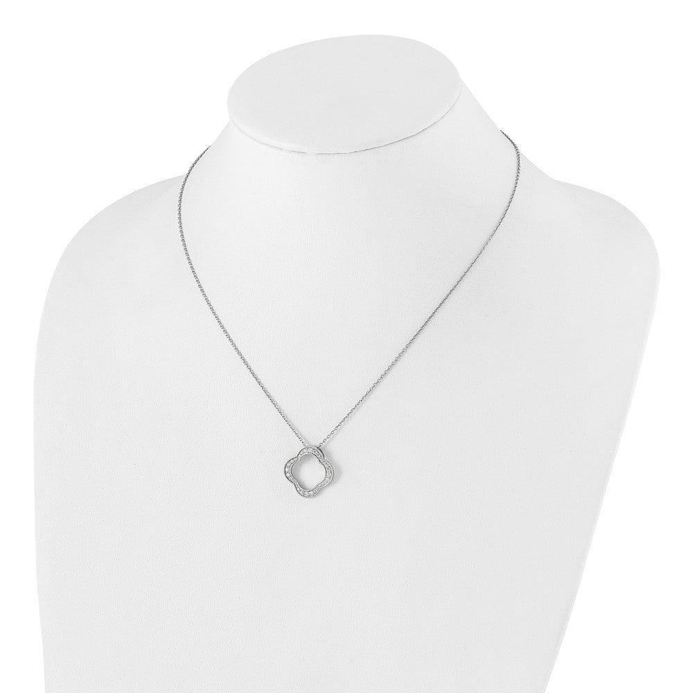 True Origin 14K White Gold 3/8 carat Lab Grown Diamond VS+ F+ 18 in Complete Quatrefoil Floral Necklace