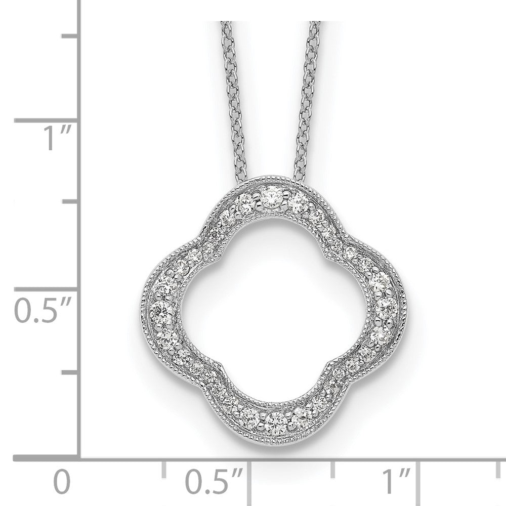 True Origin 14K White Gold 3/8 carat Lab Grown Diamond VS+ F+ 18 in Complete Quatrefoil Floral Necklace