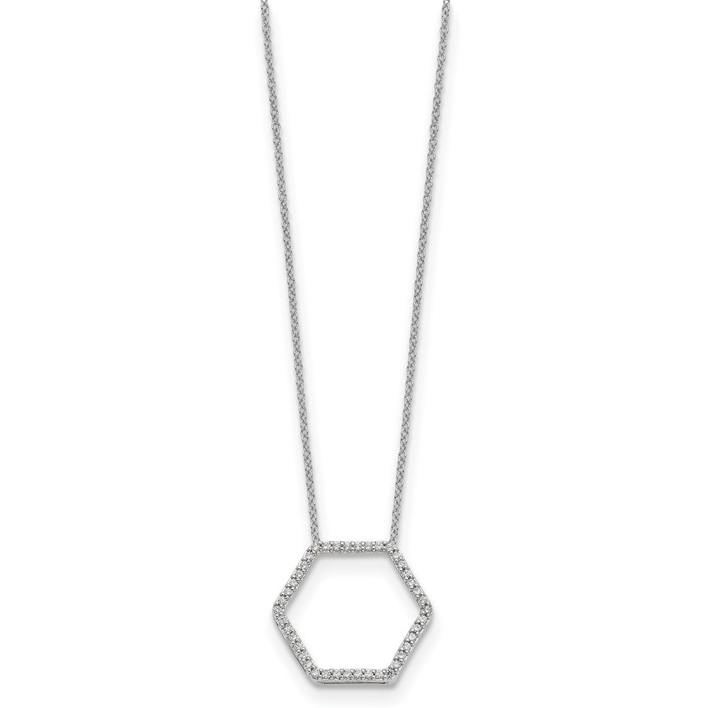 True Origin 14K White Gold 1/4 carat Lab Grown Diamond VS+ F+ 18 in Complete Hexagon Necklace