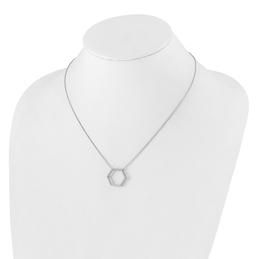 True Origin 14K White Gold 1/4 carat Lab Grown Diamond VS+ F+ 18 in Complete Hexagon Necklace