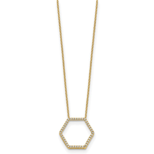 True Origin 14K Yellow Gold 1/4 carat Lab Grown Diamond VS+ F+ 18 in Complete Hexagon Necklace