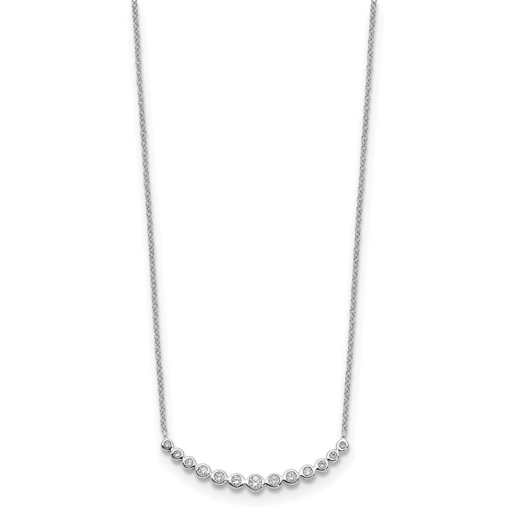 True Origin 14K White Gold 1/4 carat Lab Grown Diamond VS+ F+ 18 in Complete Graduated Curved Bar Necklace