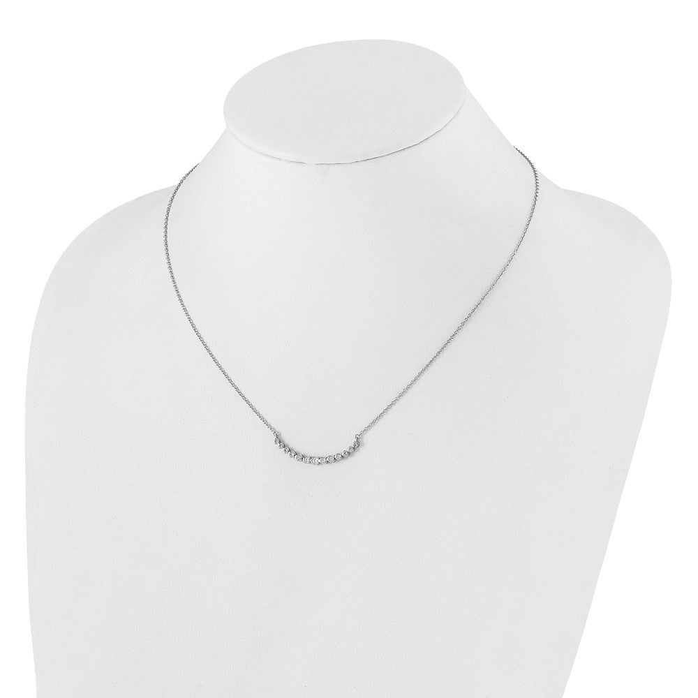 True Origin 14K White Gold 1/4 carat Lab Grown Diamond VS+ F+ 18 in Complete Graduated Curved Bar Necklace