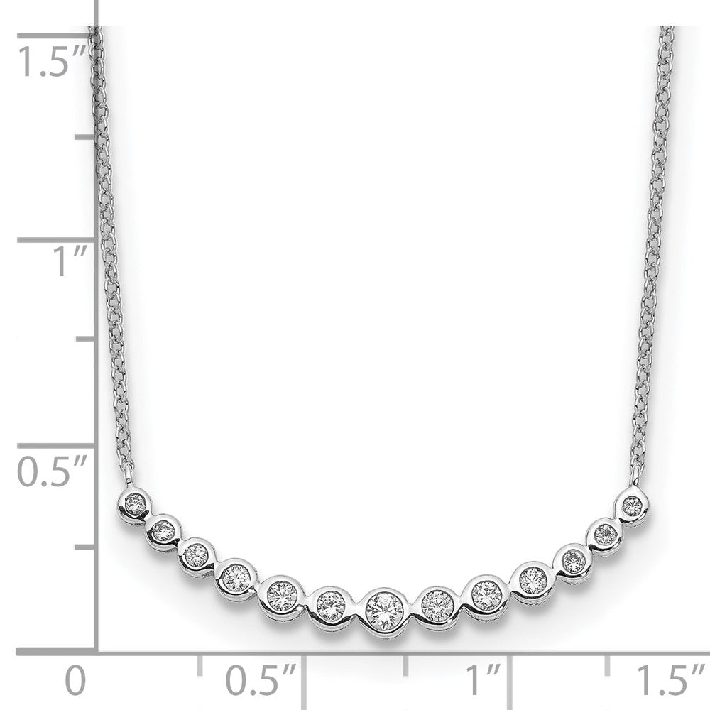 True Origin 14K White Gold 1/4 carat Lab Grown Diamond VS+ F+ 18 in Complete Graduated Curved Bar Necklace
