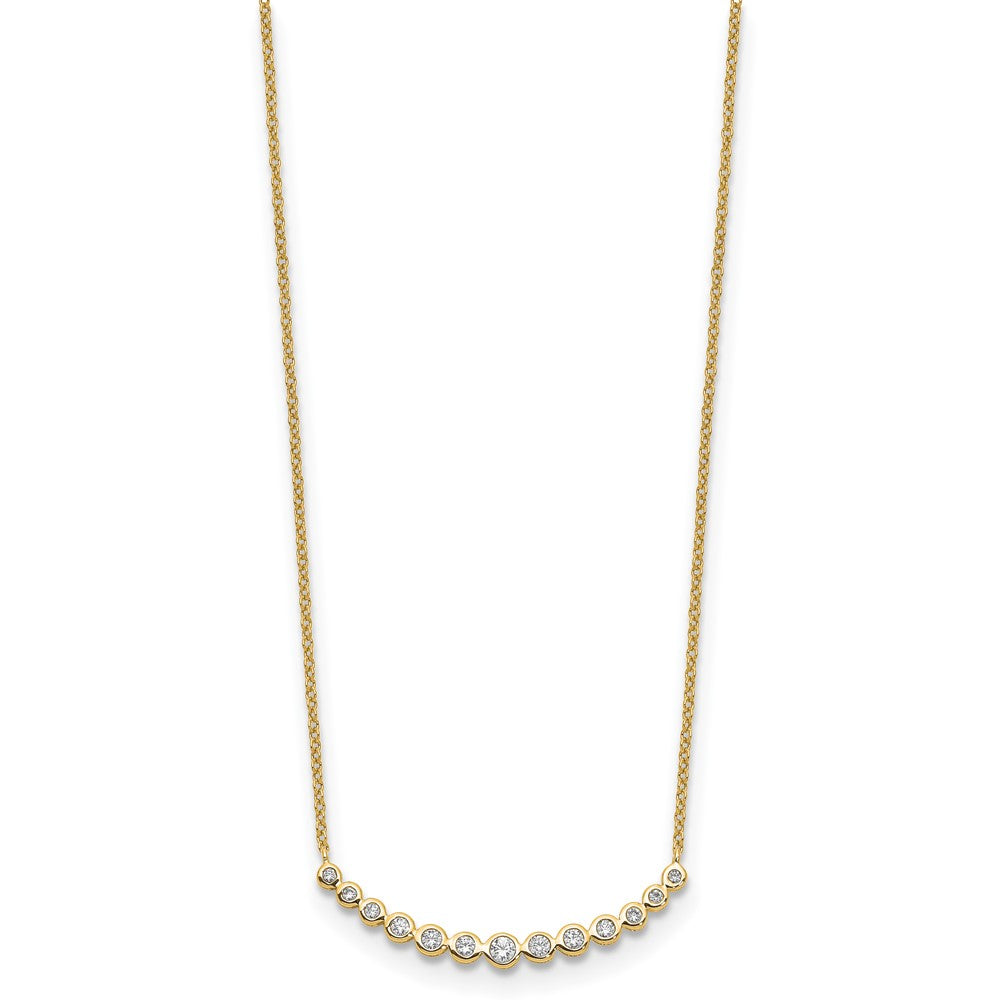 True Origin 14K Yellow Gold 1/4 carat Lab Grown Diamond VS+ F+ 18 in Complete Graduated Curved Bar Necklace