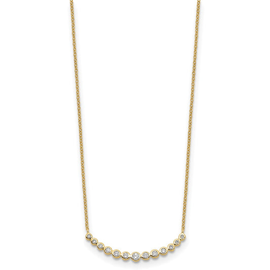 True Origin 14K Yellow Gold 1/4 carat Lab Grown Diamond VS+ F+ 18 in Complete Graduated Curved Bar Necklace