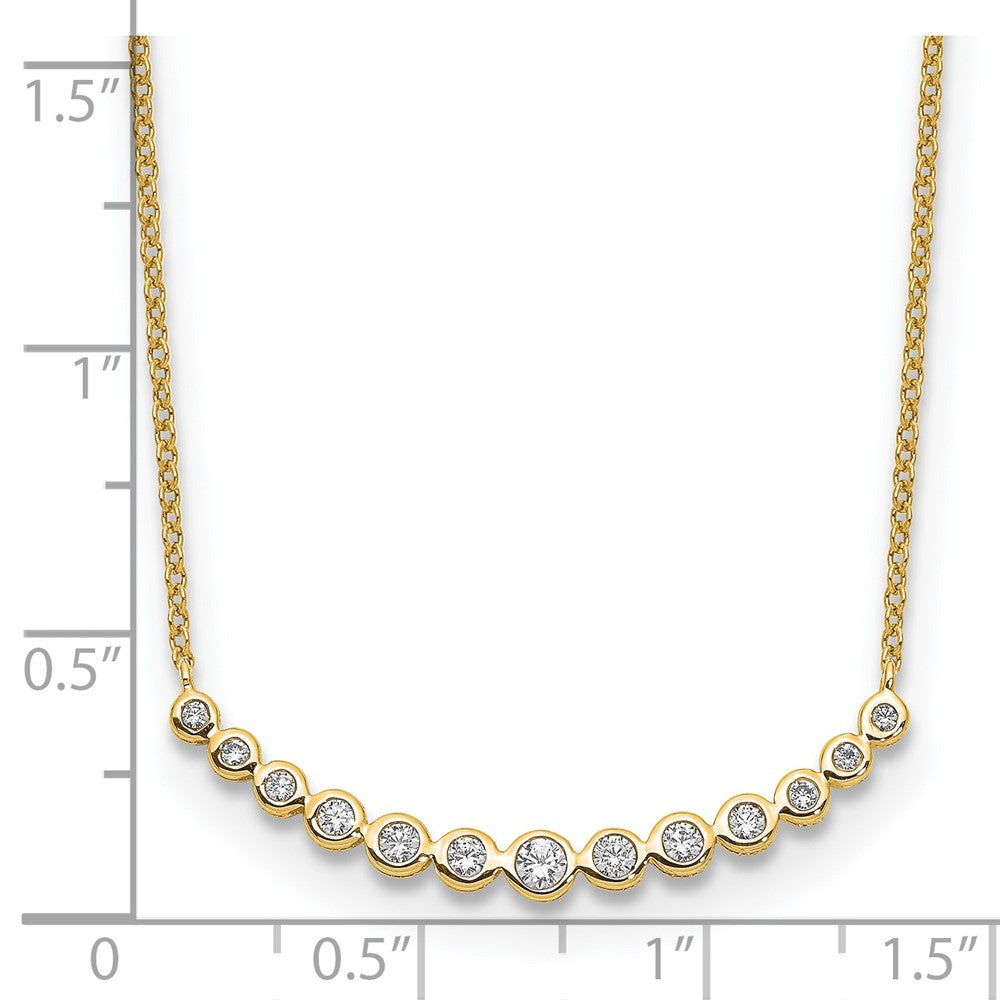 True Origin 14K Yellow Gold 1/4 carat Lab Grown Diamond VS+ F+ 18 in Complete Graduated Curved Bar Necklace
