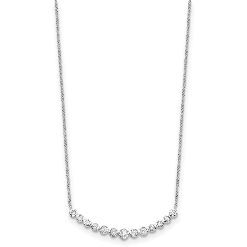 True Origin 14K White Gold 1/2 carat Lab Grown Diamond VS+ F+ 18 in Complete Graduated Curved Bar Necklace