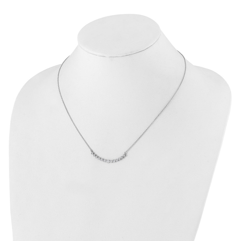 True Origin 14K White Gold 1/2 carat Lab Grown Diamond VS+ F+ 18 in Complete Graduated Curved Bar Necklace