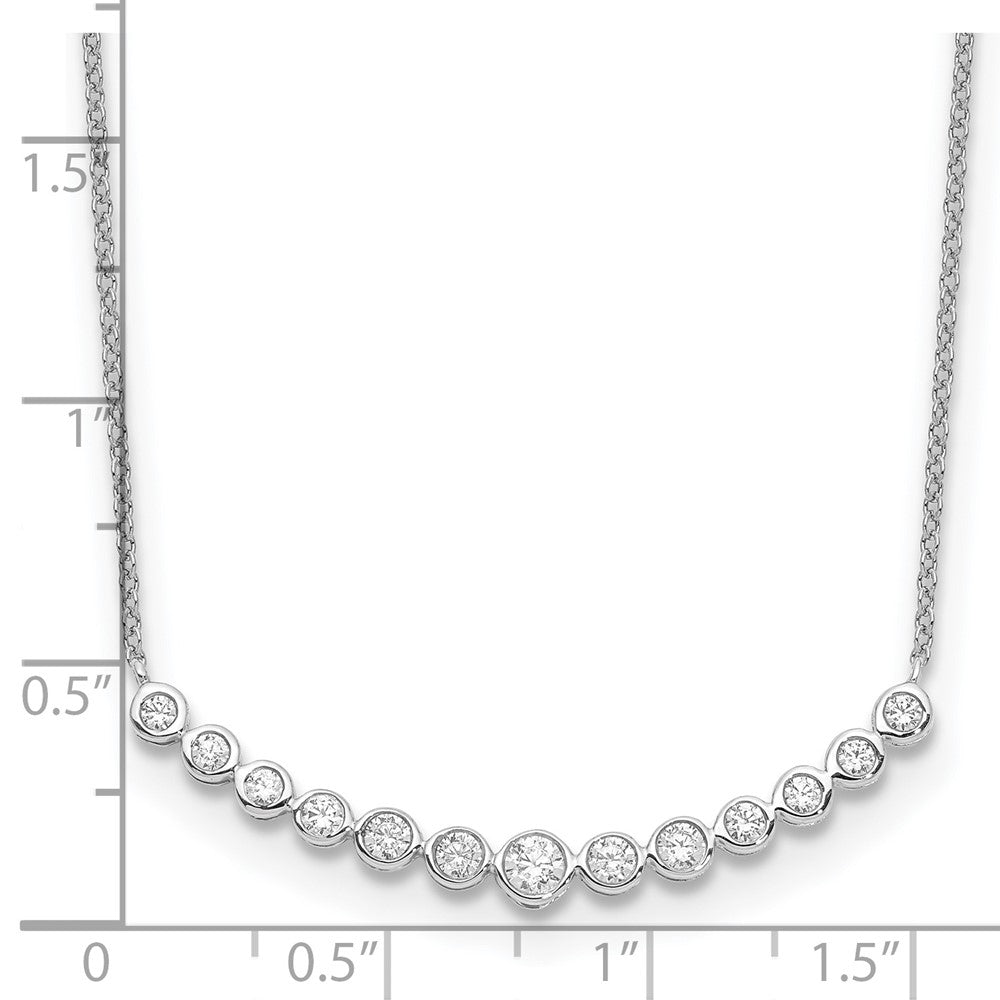 True Origin 14K White Gold 1/2 carat Lab Grown Diamond VS+ F+ 18 in Complete Graduated Curved Bar Necklace