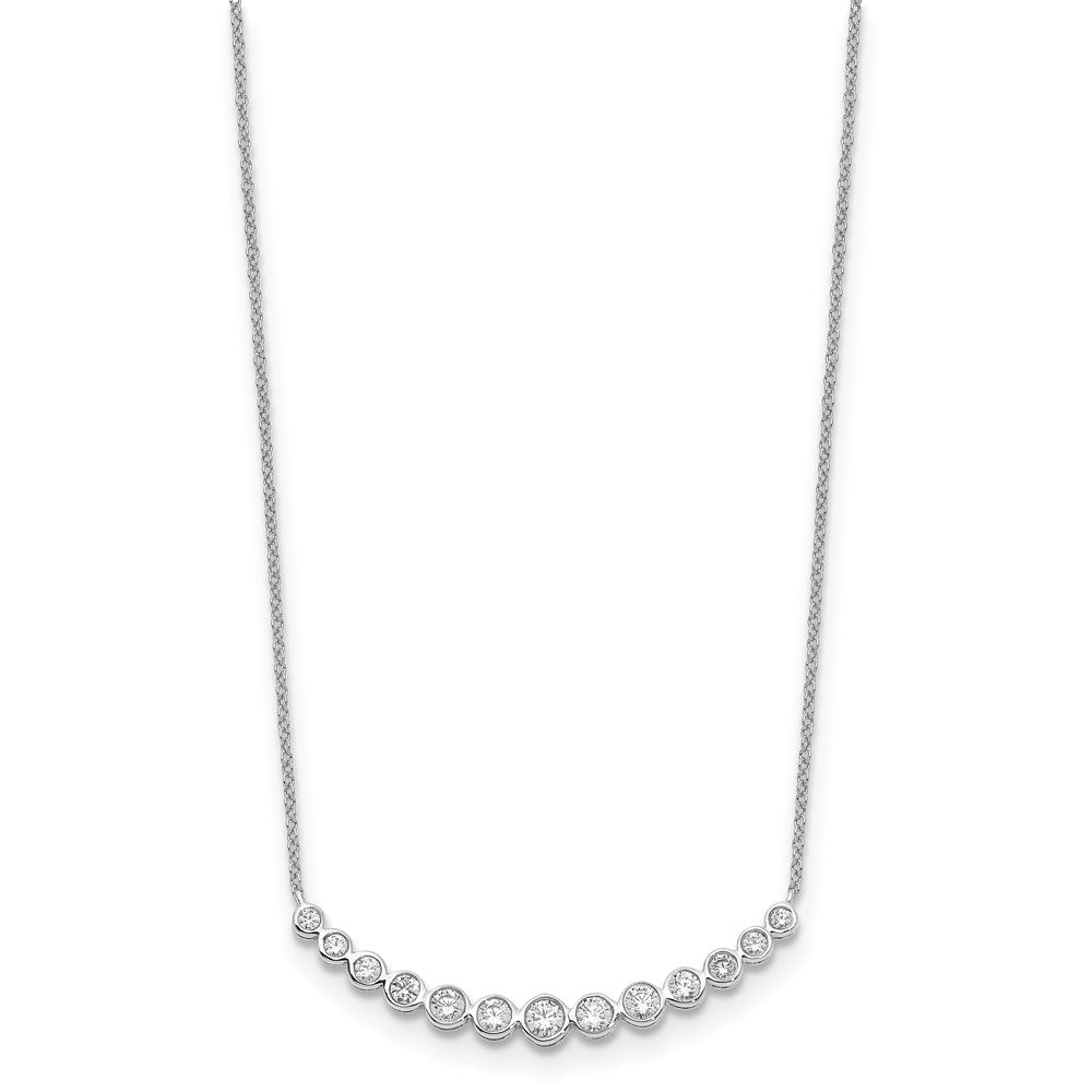 True Origin 14K White Gold 3/4 carat Lab Grown Diamond VS+ F+ 18 in Complete Graduated Curved Bar Necklace