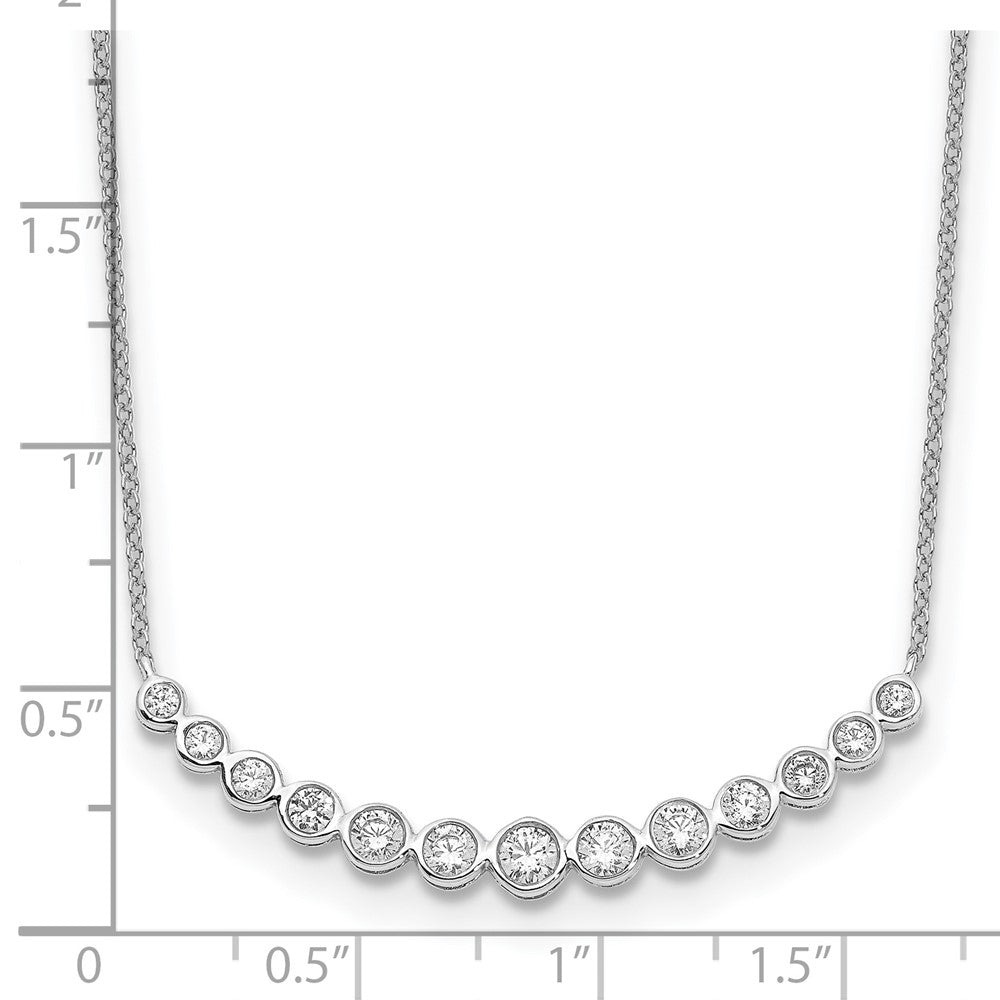 True Origin 14K White Gold 3/4 carat Lab Grown Diamond VS+ F+ 18 in Complete Graduated Curved Bar Necklace